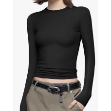 Women's Long Sleeve T Shirts Crew Neck Slim Fit Tops Sexy Basic Tee Smoke Cloud Pro Collection